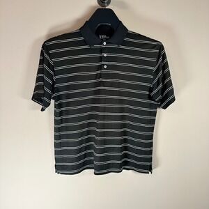 PGA Tour Golf Polo‎ Shirt Mens Large L Black Striped Short Sleeve